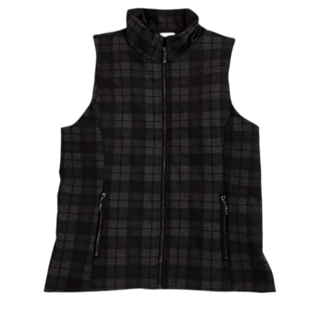 EUC. Lemon Tart, women’s zip-up vest.  Size XL. Black, grey, & purple.